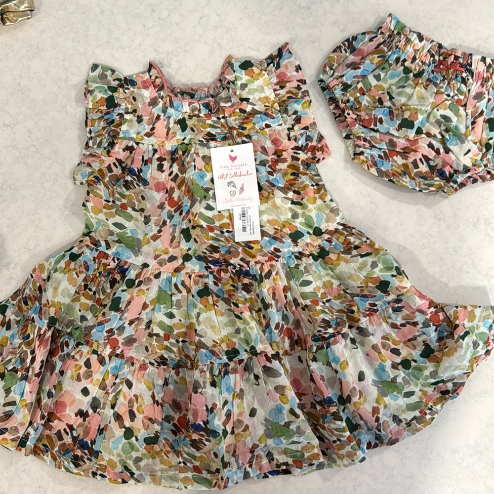 NWT - Pink Chicken Dress and Diaper Cover - 18/24 months